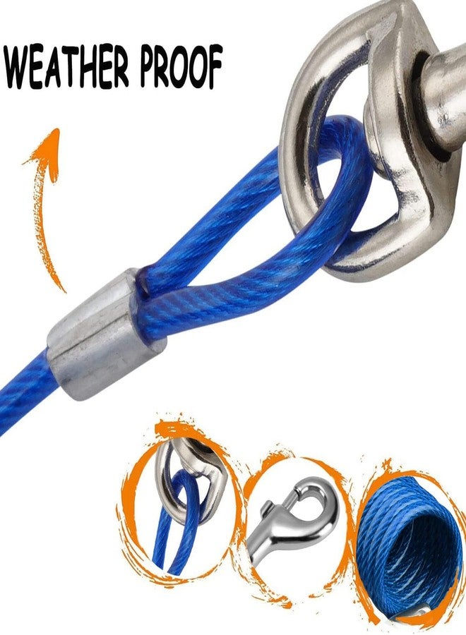 VIP Home Essentials 12 Foot Pet Coiled Tie Out Cable - Blue - Retracts Easily and Quickly to Avoid Tangles - Image 4